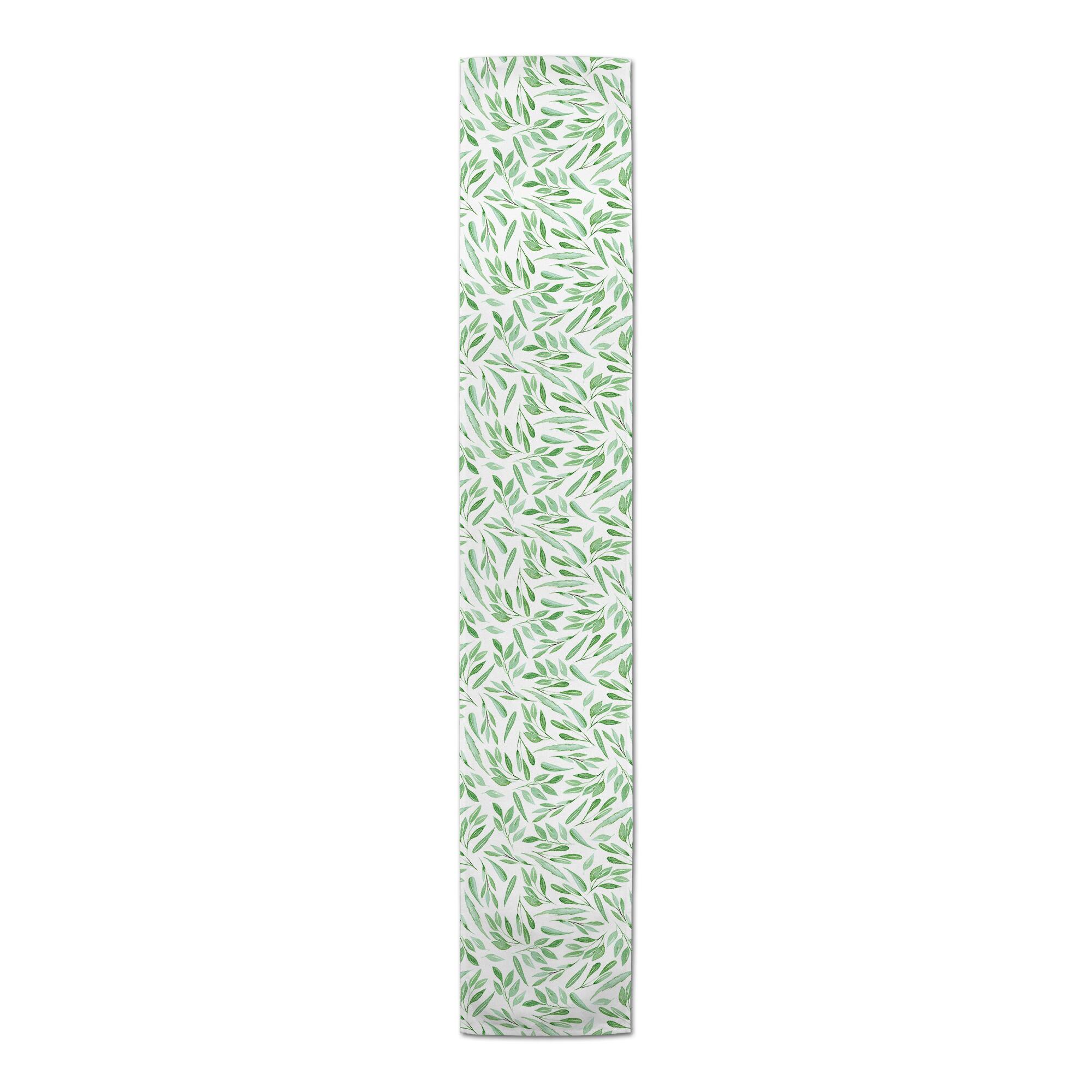 72" Spring Green Leaf Table Runner